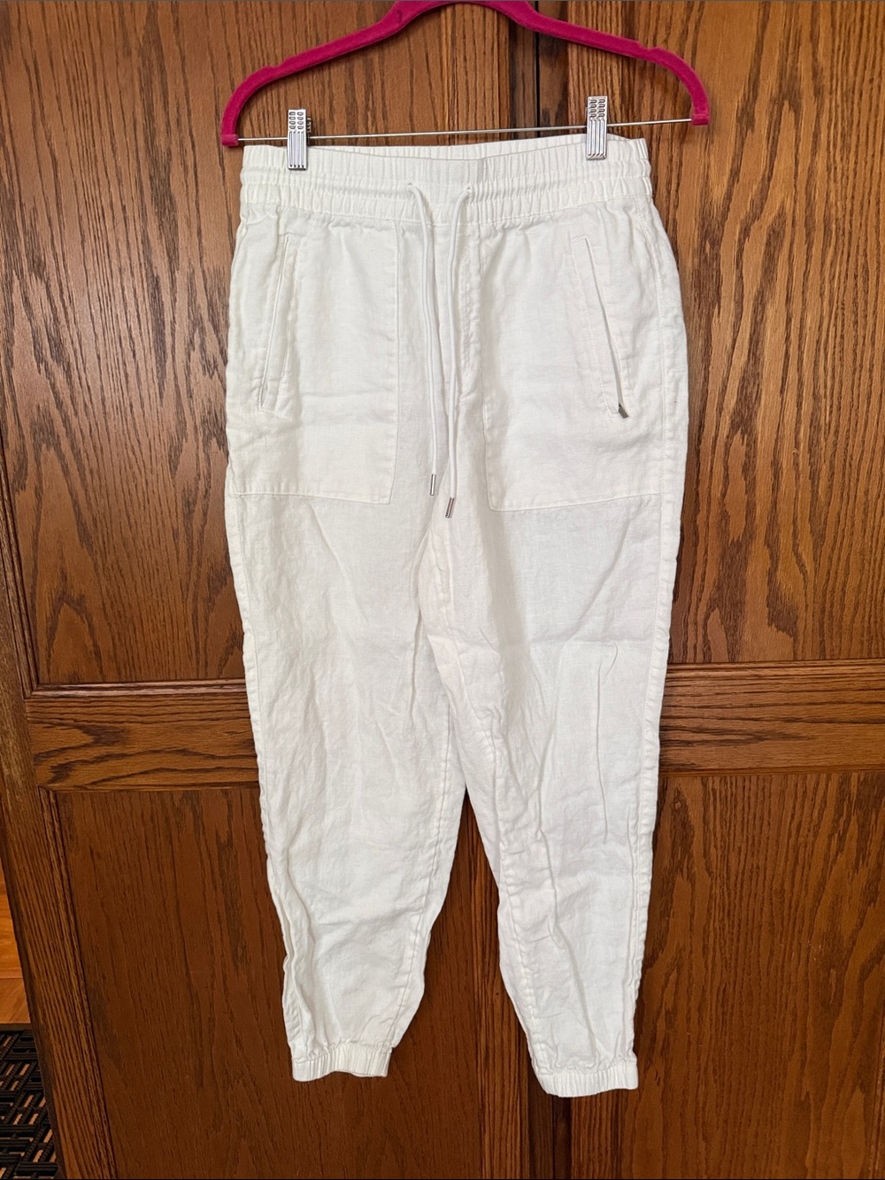 Athleta Women’s White Drawstring Linen Jogger Pants